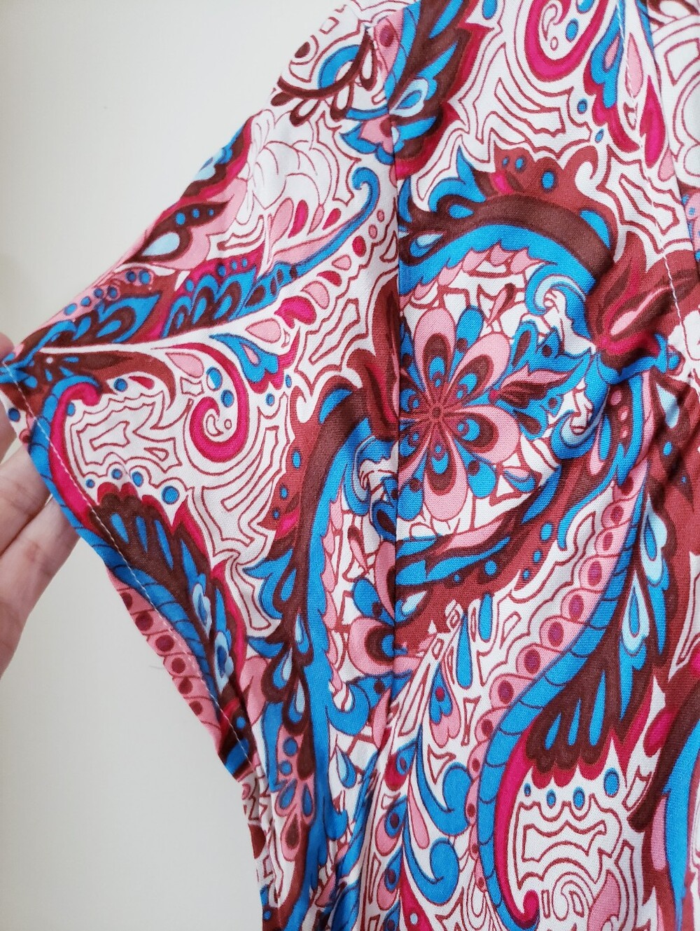 Soft Surroundings Pink Blue Paisley Print Tiered Maxi Dress - Picture 7 of 15